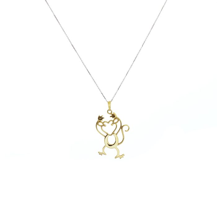 Gold Diamond Monkey Pendant