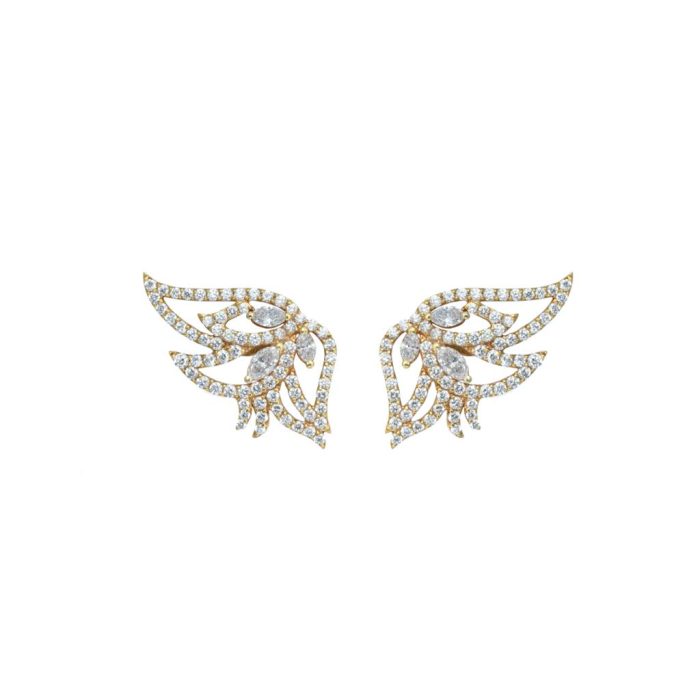 Goharbin Diamond Earrings With Leaf Design
