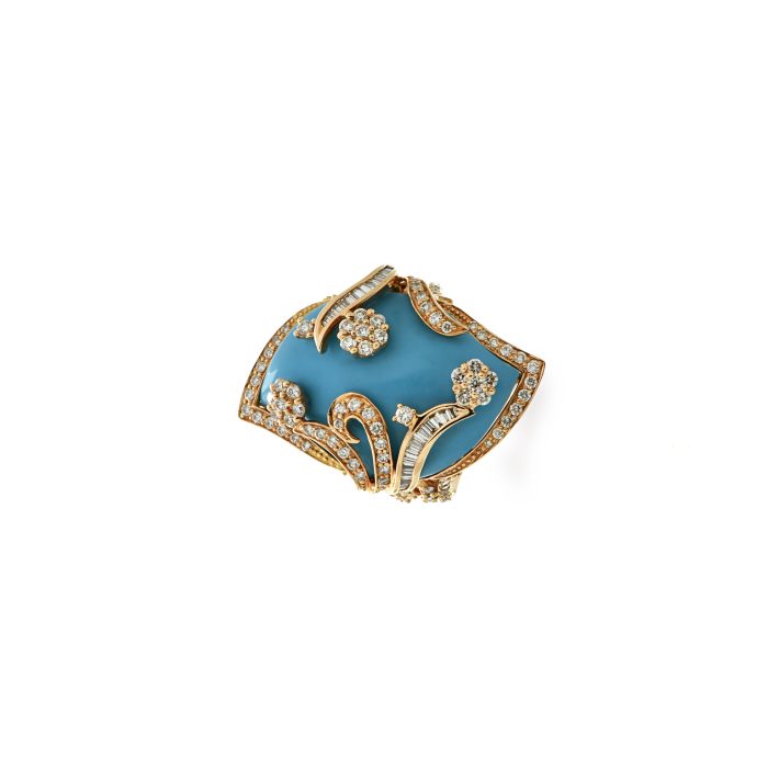 Goharbin Turquoise Ring انگشتر برلیان و فیروزه دریا