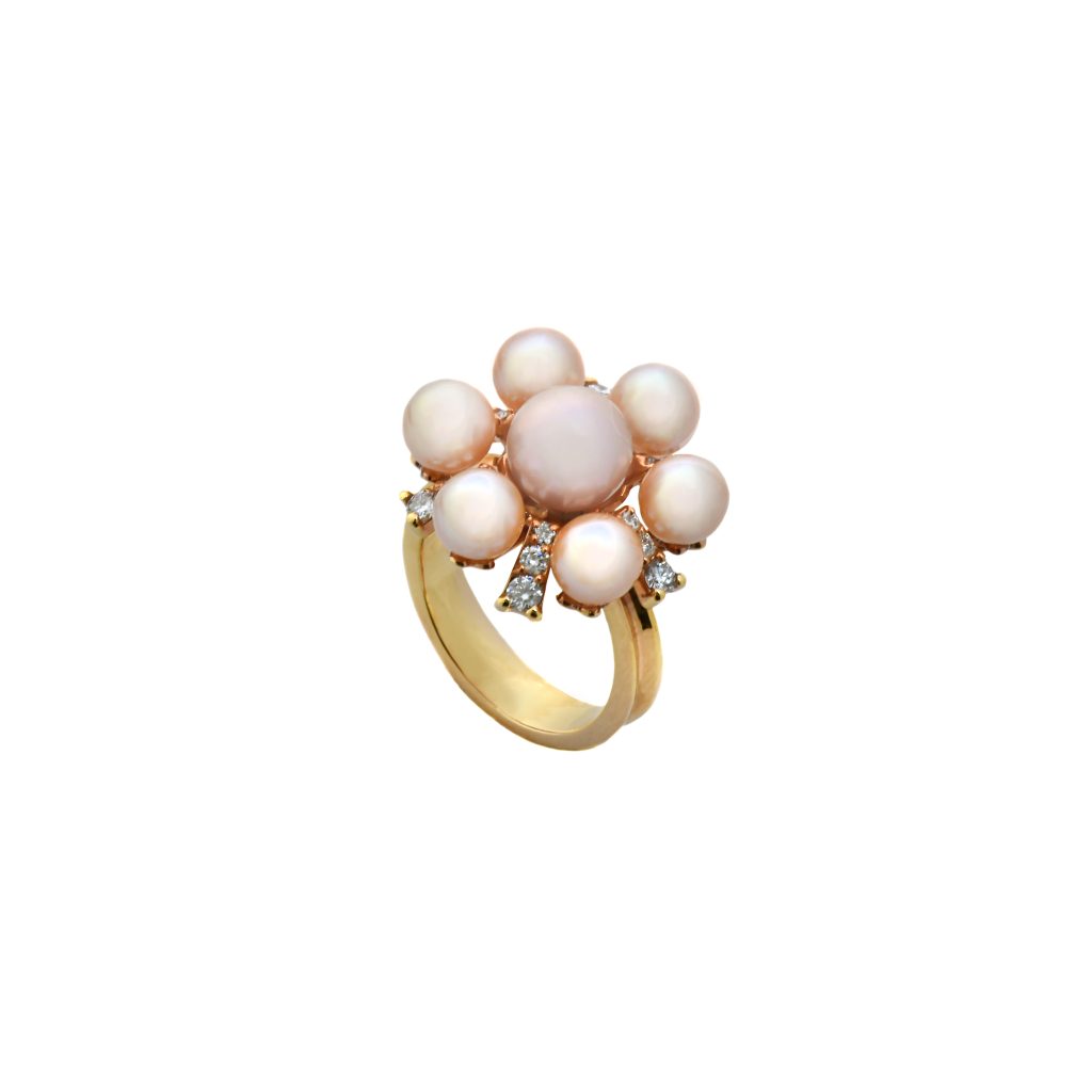 Goharbin pearl ring with Sun design