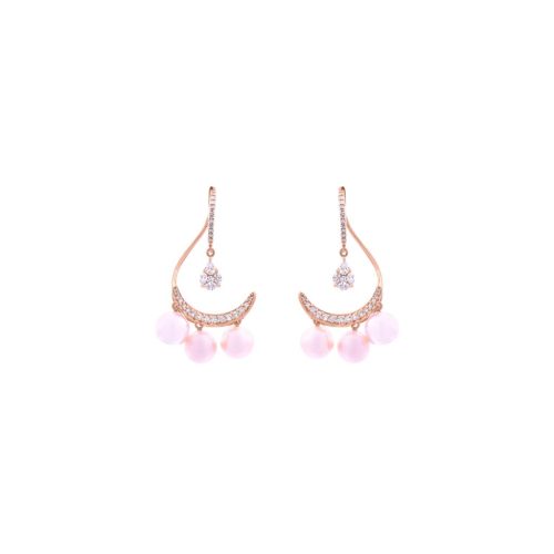 Goharbin Teardrop cut and Marquise Cut Diamonds Earrings set with  Coloured Pearls