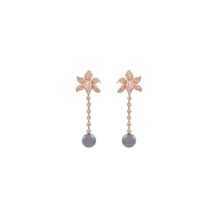 Goharbin black Pearls earrings Brilliant cut diamonds