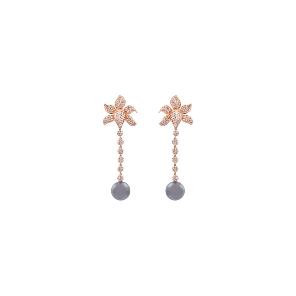 Goharbin black Pearls earrings Brilliant cut diamonds