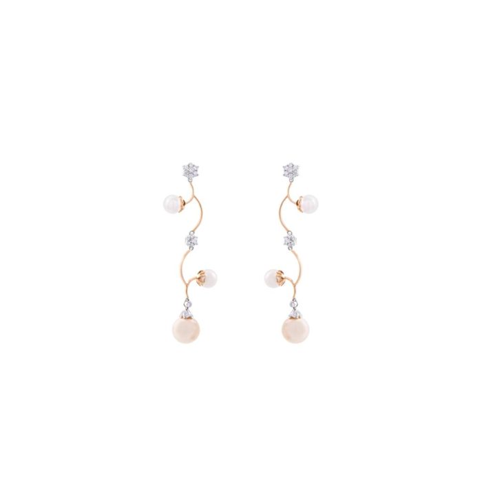Goharbin Golden & White Pearl Diamond Earrings