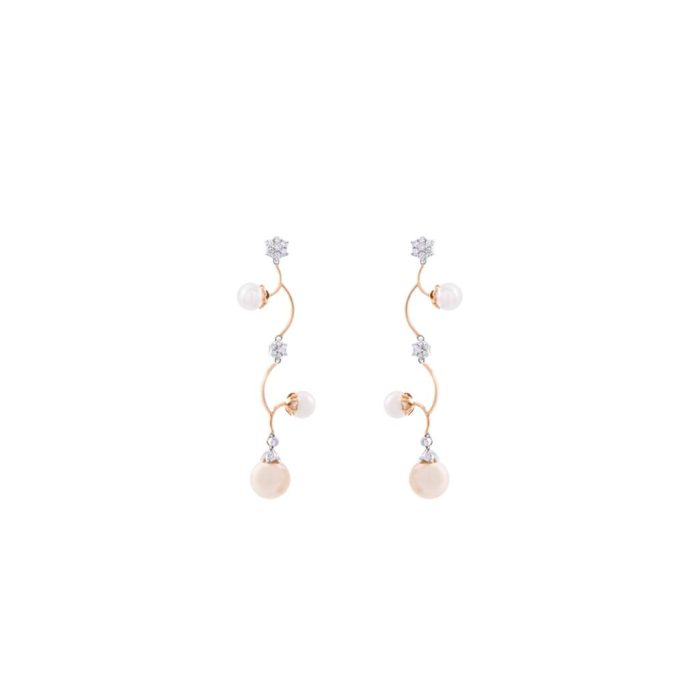 Goharbin Golden & White Pearl Diamond Earrings