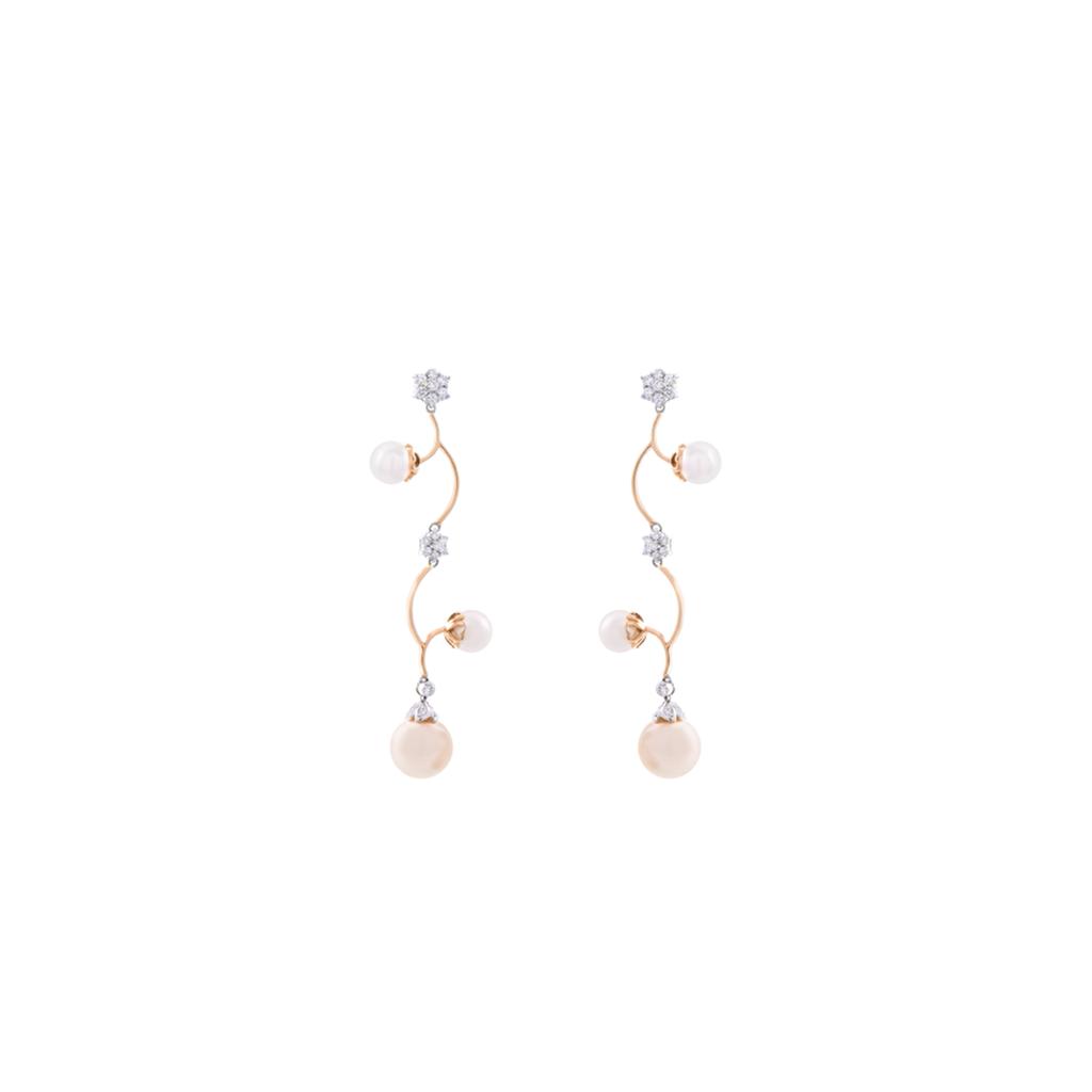 Pearl Diamond Branch Earrings