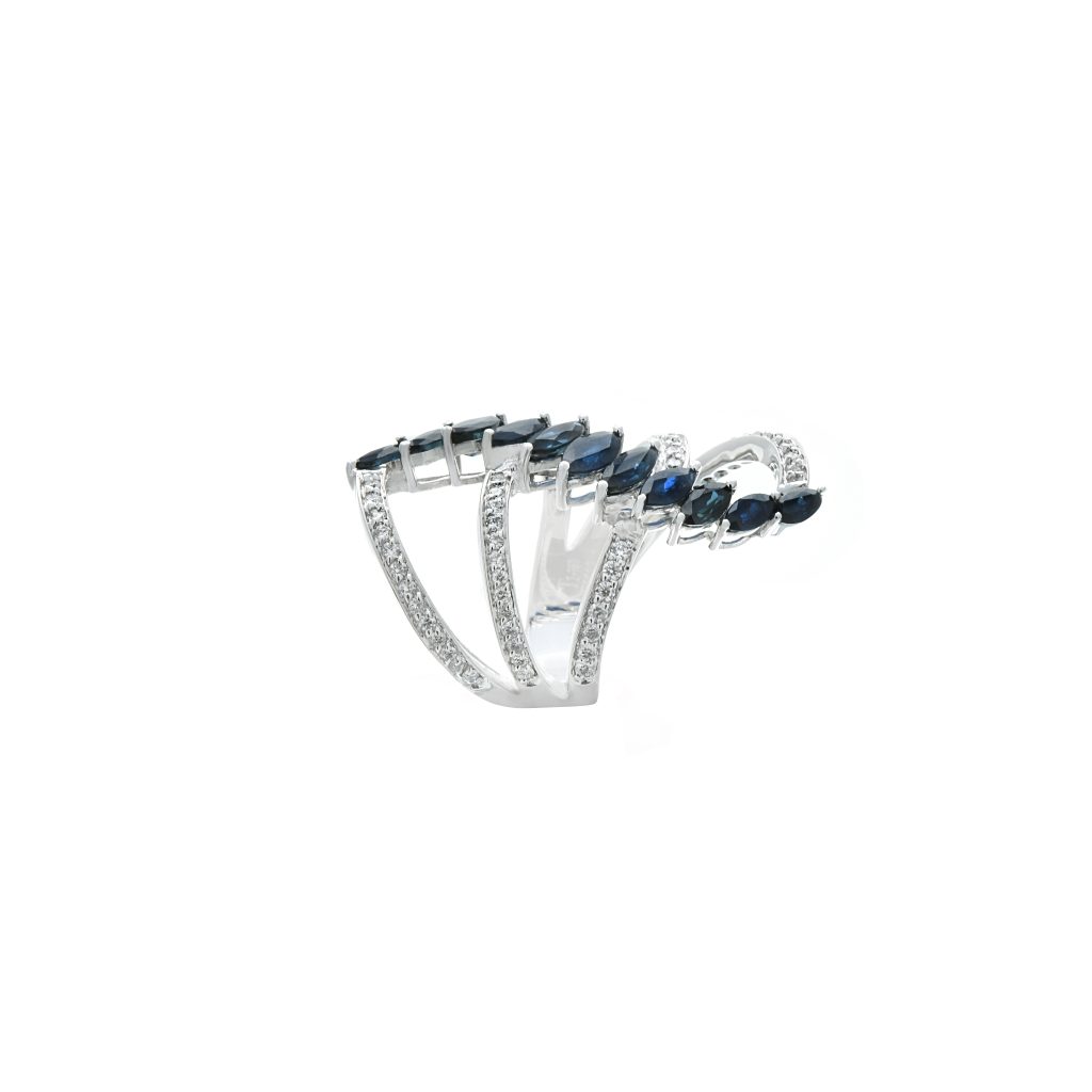 Goharbin wave design Sapphire ring