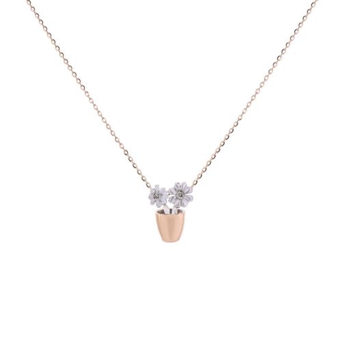 Goharbin Gold & Diamond Flower Pot Pendant