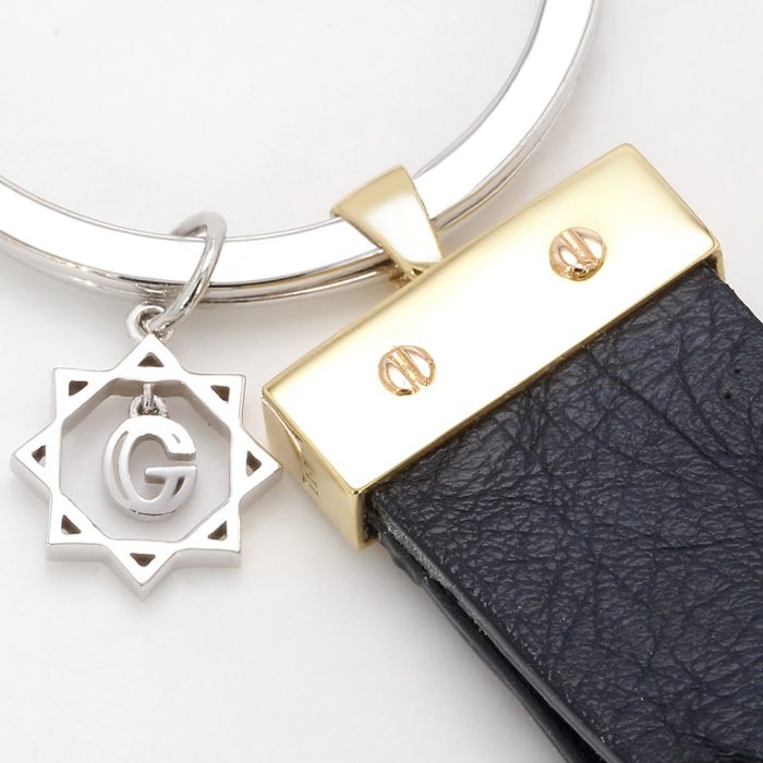 Goharbin Gold Keychain Navy Leather