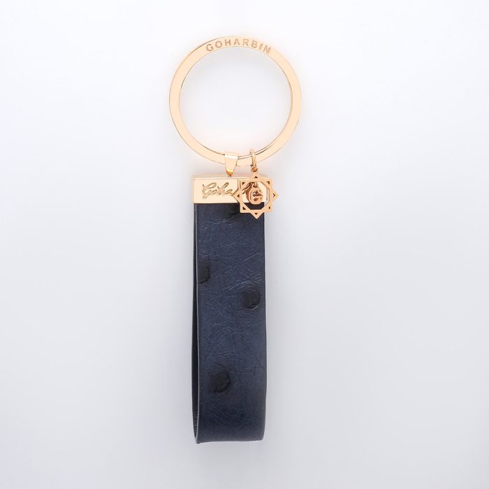 Goharbin Gold Keychain Navy Leather