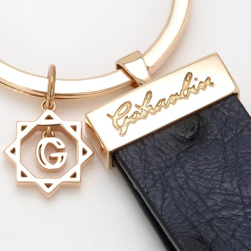 Goharbin Gold Keychain Navy Leather