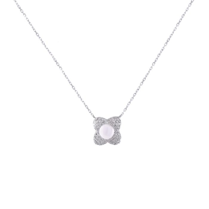 Goharbin Pearl-Diamond Flower Pendant