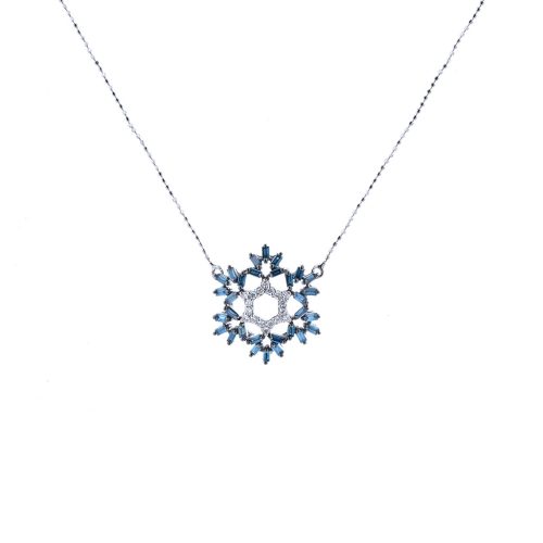 Blue Snowflake Diamond Pendant