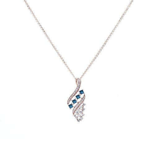 Princess cut Blue Diamond Pendant