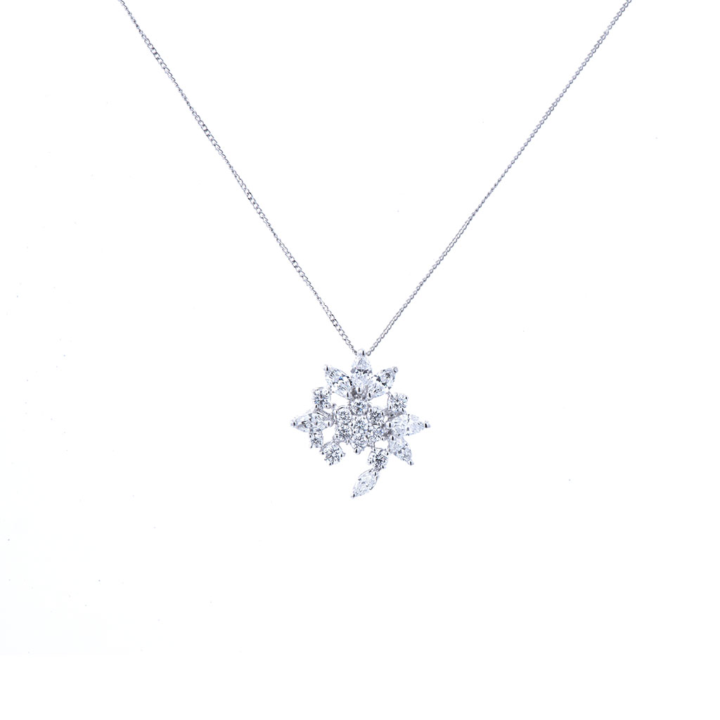 Sapphire and diamond snowflake pendant - Gold & Platinum Studio