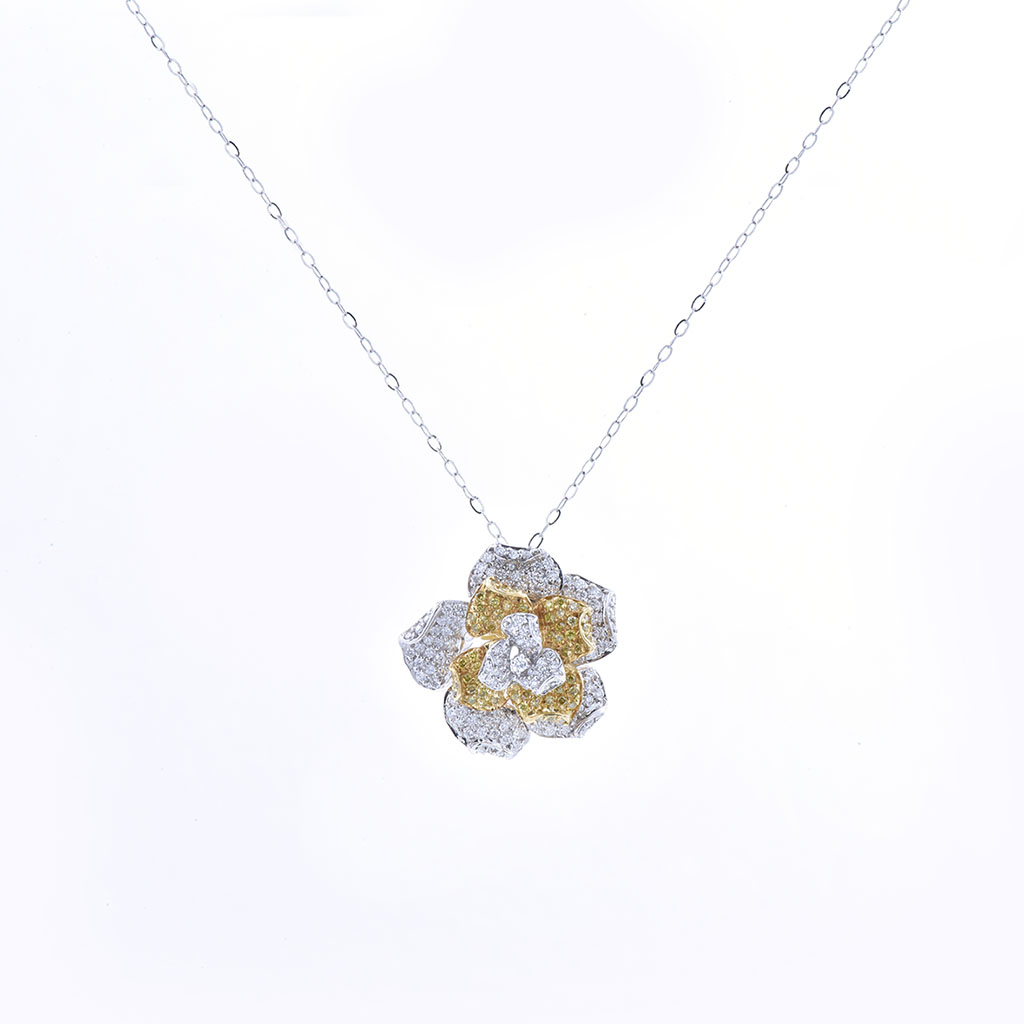 Goharbin Flower Yellow Diamond Pendant