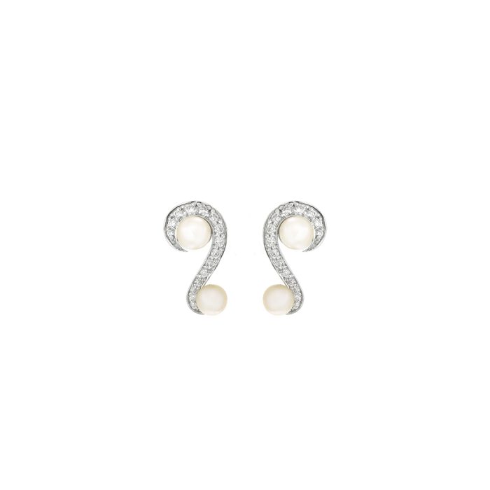 Gohabin Diamond Waves Pearl Earrings