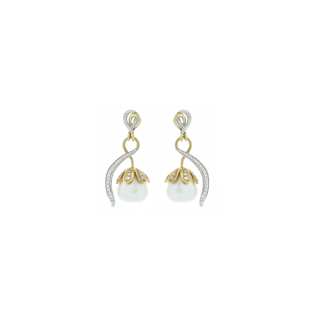 Gohabin Tulip Pearl Diamond Earrings