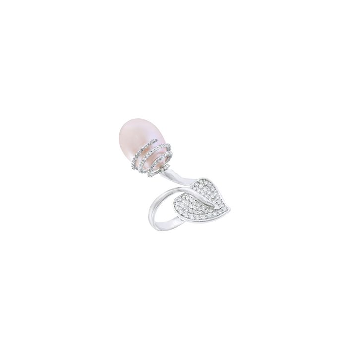 Goharbin Pearl Diamond Flower Ring