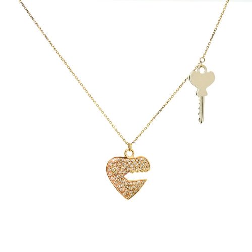 Goharbin Diamond Heart Lock and Key Pendant
