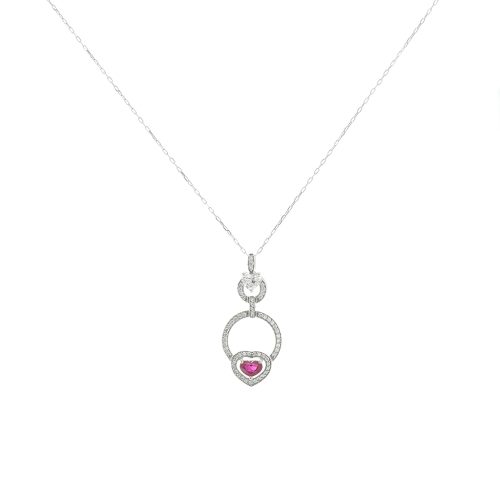 Diamond Ruby Heart Love Pendant