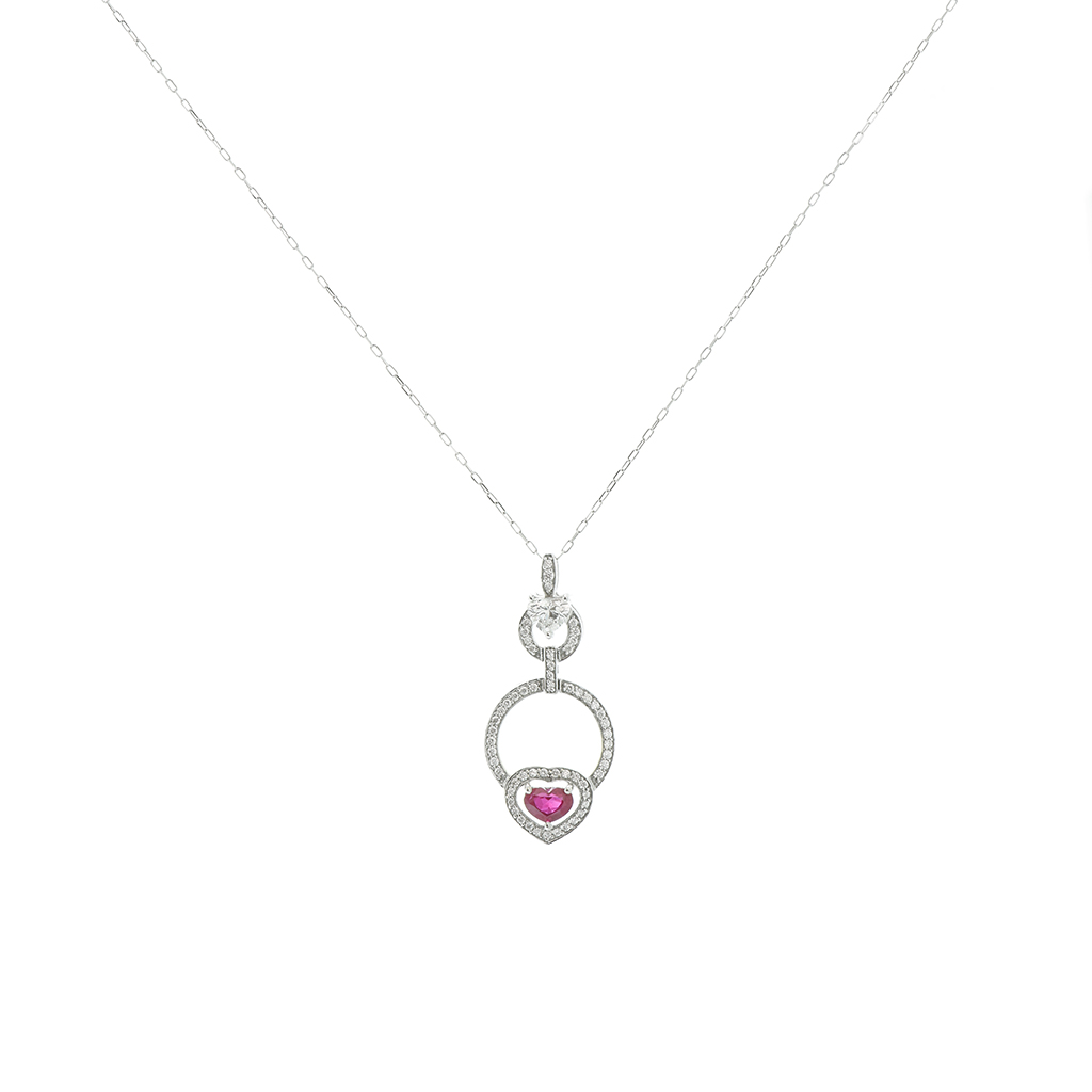 Diamond Ruby Heart Love Pendant