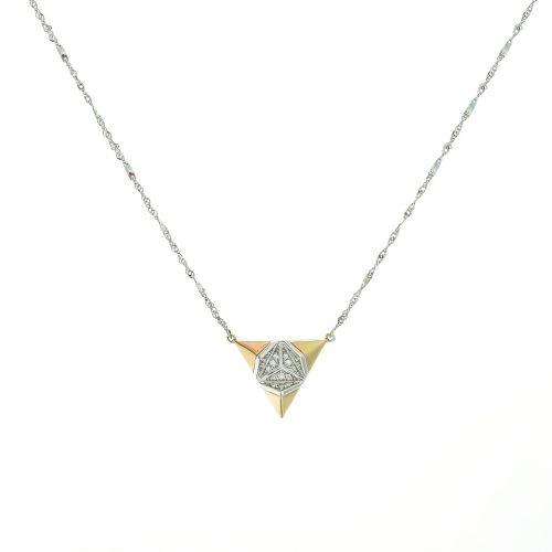 Gold Diamond Pyramid Pendant Goharbin