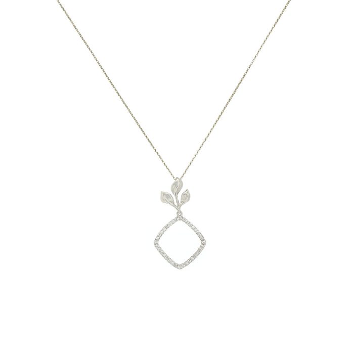 Goharbin white gold diamond flourish pendant