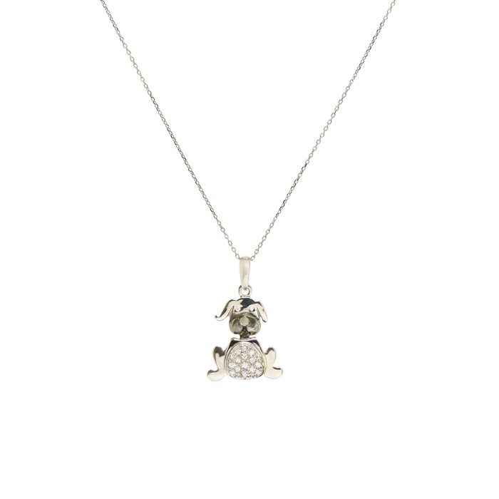 Gold Diamond Dog Pendant