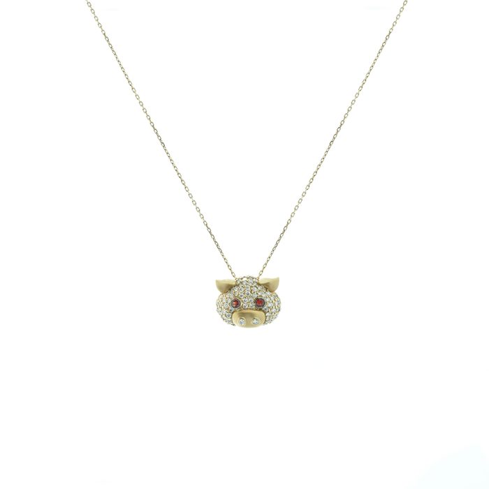 Gold Diamond Pig Pendant