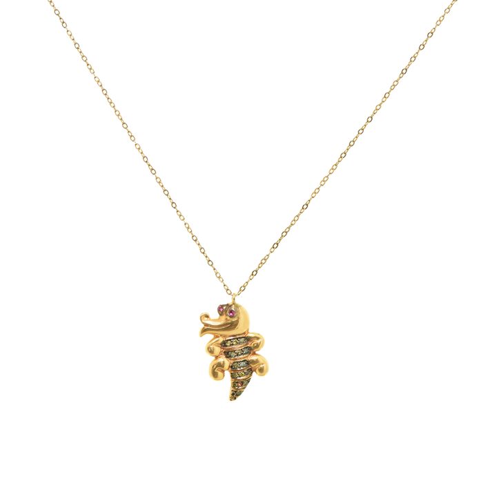 Gold Diamond Alligator Pendant