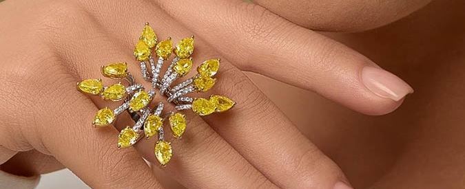 Goharbin jewelry yellow diamond ring
