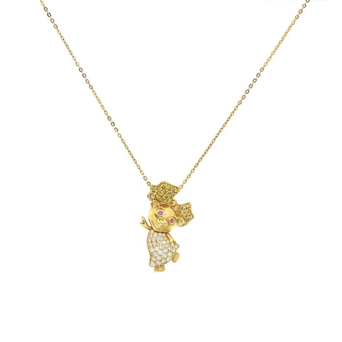 Gold Diamond fantasy Character Pendant